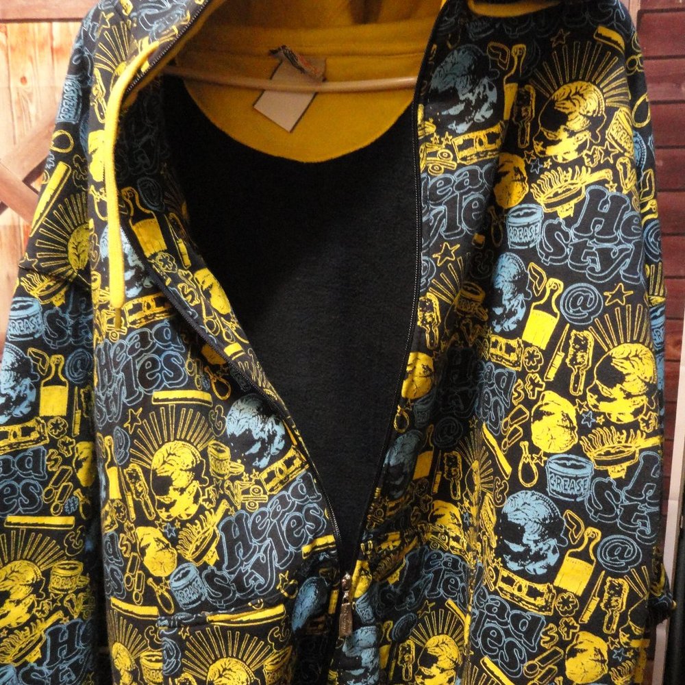 Johnny Blaze Barber Shop Hair styles Full zip Colorful Hoodie~Unique VTG - Picture 2 of 5